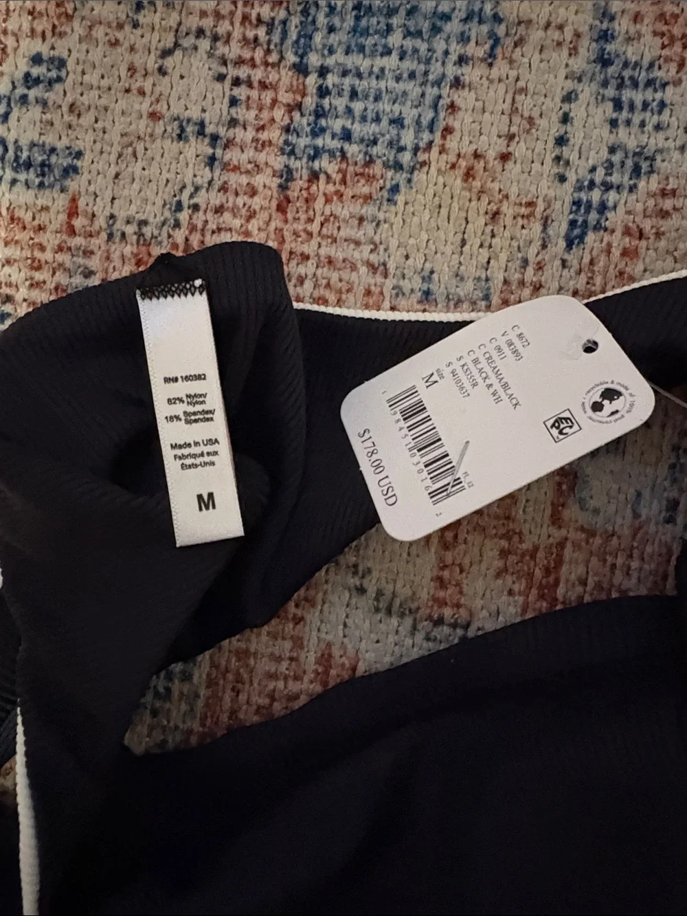 Kya Reversible Lena One Piece Swimsuit in Black/Cream SZ M NWT